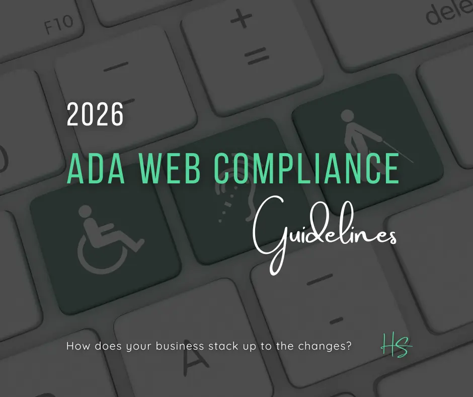 2026 ADA web compliance graphic with accessibility icons on a keyboard in the background